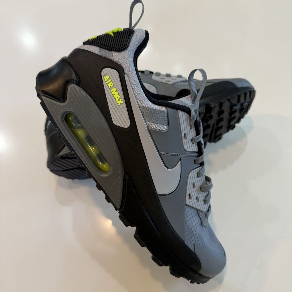 Men Size 10.5 Nike Air Max 90 Drift Shoes Cool Grey Neon Volt Sneaker IO1908-065 - Picture 3 of 8